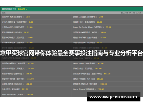 意甲买球官网带你体验最全赛事投注指南与专业分析平台